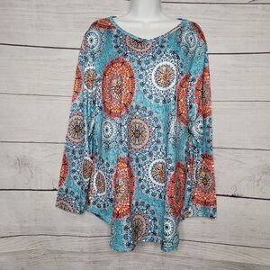 Women's Long Sleeves Mandala Paisley Top 14W‎